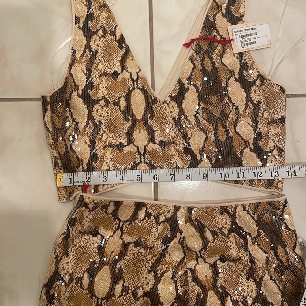 NWT RAGA Two Piece Slither Snake Print sequence set Cropped Tank & Pencil Skirt  - Picture 8 of 13